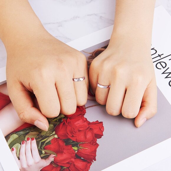 Two Adjustable sterling silver Rings, 925 stamp, Couples rings, His & Hers set - Picture 4 of 4